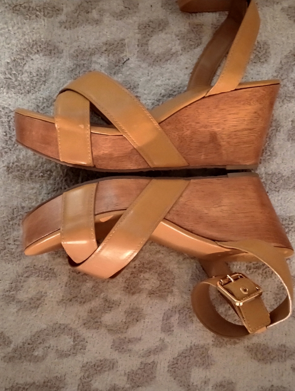Tory Burch Almita Wood Wedge Platform Leather Sandals - Picture 3 of 10